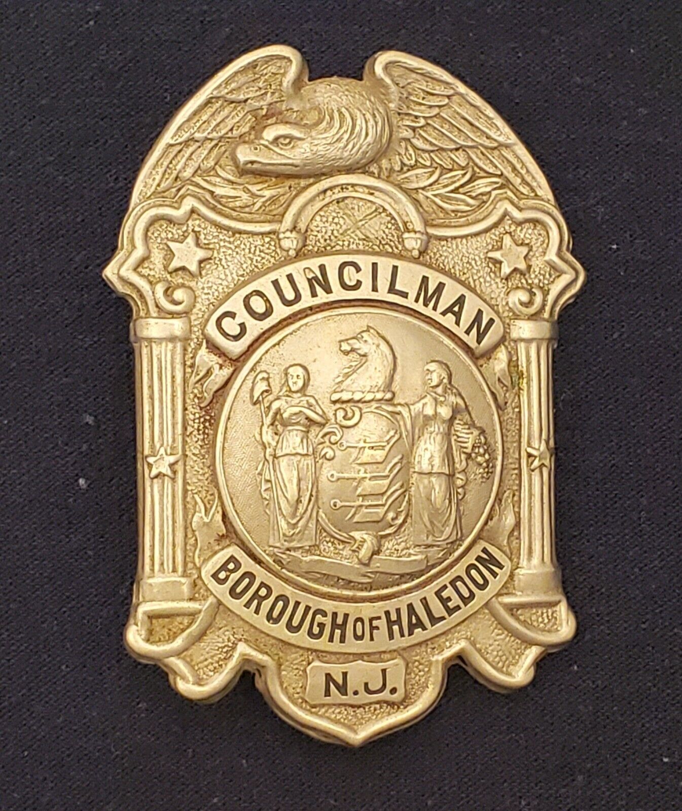 Vintage obsolete 1920s Haledon NJ Councilman's Badge.