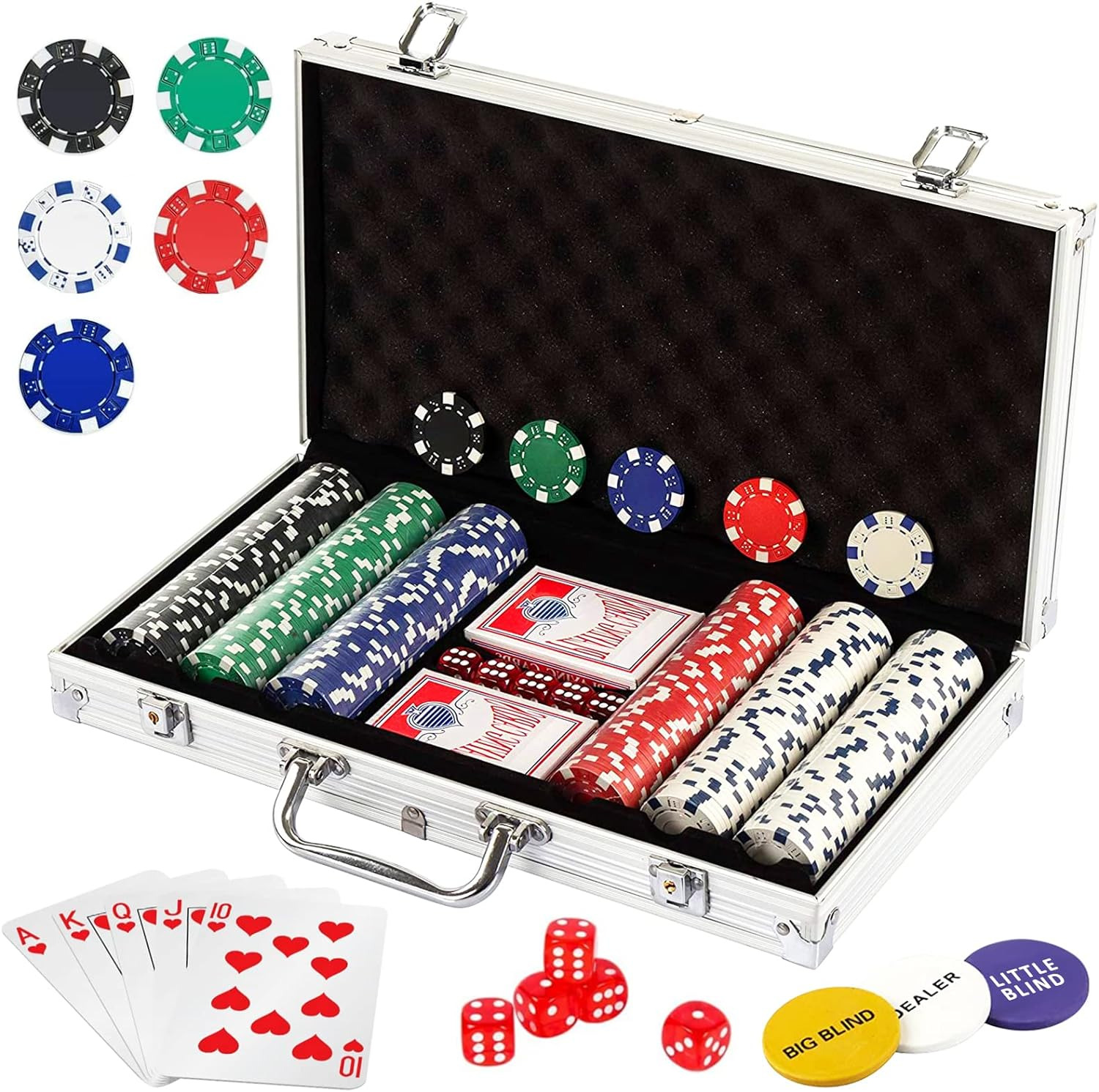 11.5 Gram 300PCS Poker Chips Set Casino Poker Sets Aluminum Case Texas Holdem