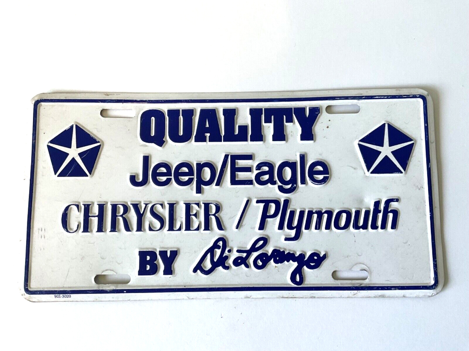 Rare QUALITY Chrysler Jeep Eagle Plymouth DEALER License Plate Original