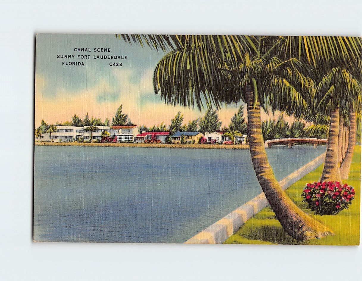 Postcard Canal Scene Sunny Fort Lauderdale Florida USA