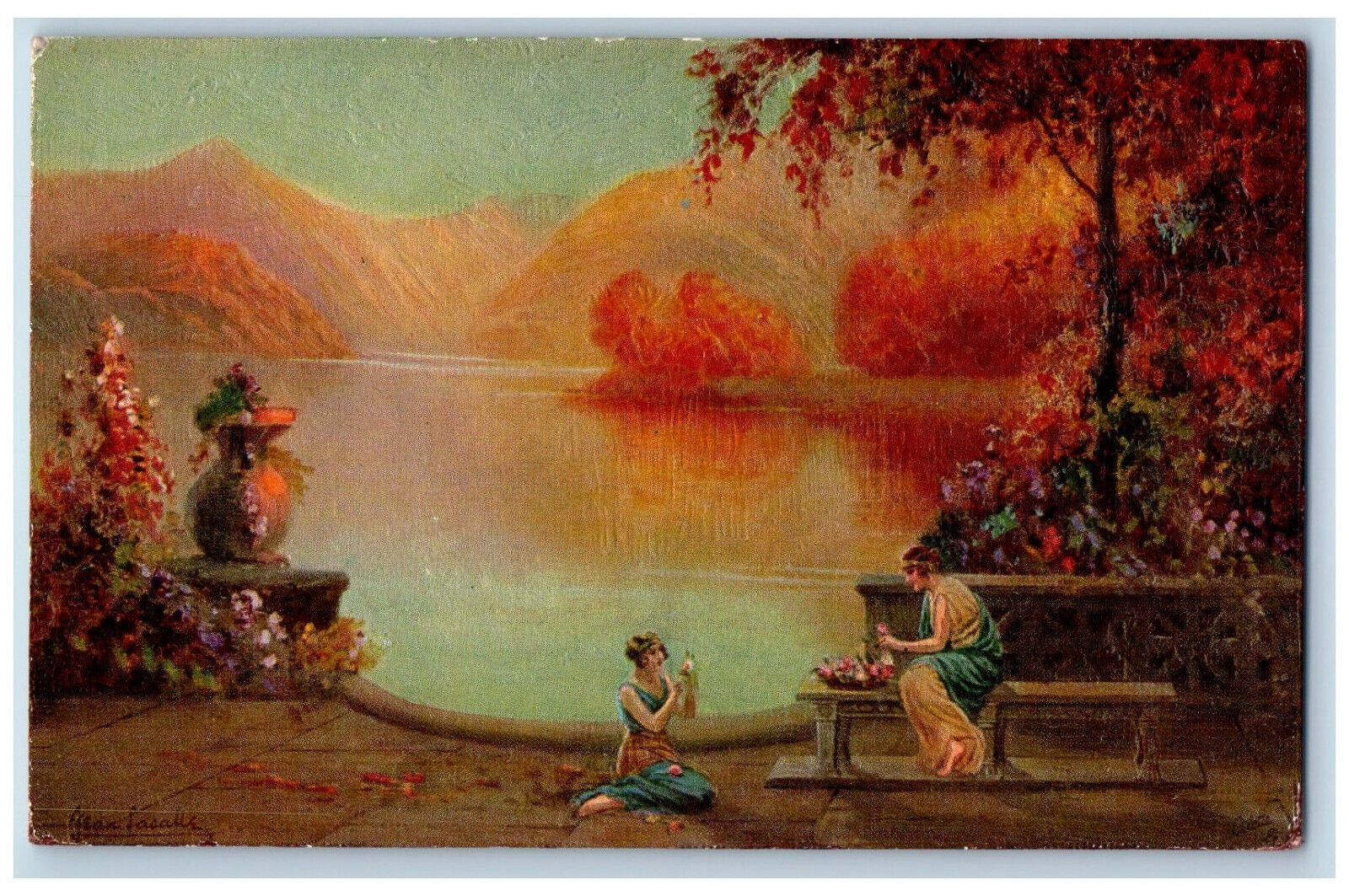 Postcard Golden Hours Oilette De Luxe Jean Lasalle c1910 Antique Tuck Art
