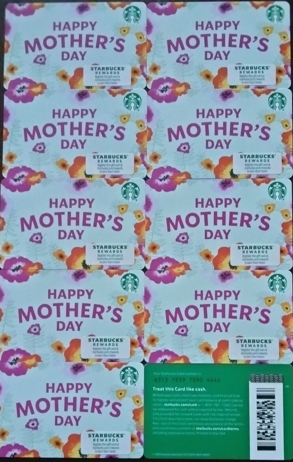 10 2024 STARBUCKS GIFT CARDS ~HAPPY MOTHER\'S DAY~ NO VALUE PIN NUMBER COVERED