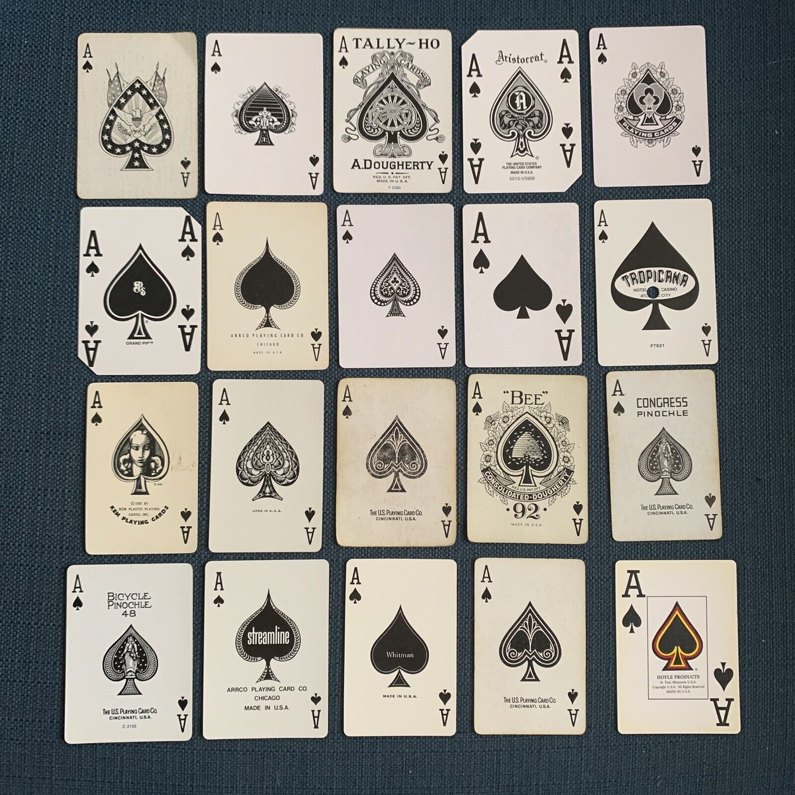 Vintage Single Swap Ace of Spades Playing Cards Unique Lot of 20 - Set #1