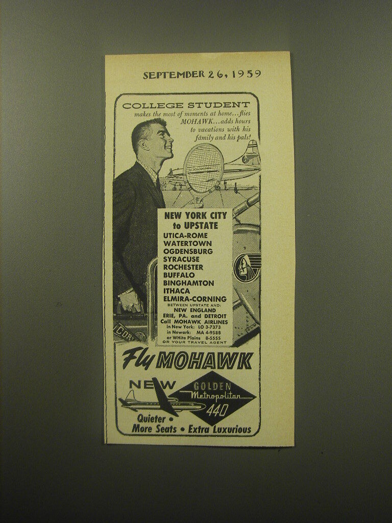 1959 Mohawk Airlines Ad - College Student