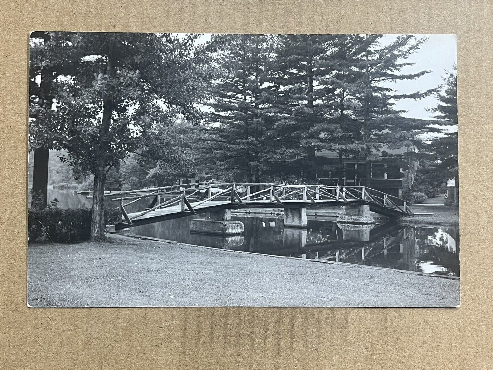 Postcard Broadheadsville PA Pennsylvania Weir Lake Bridge Vintage Real Photo