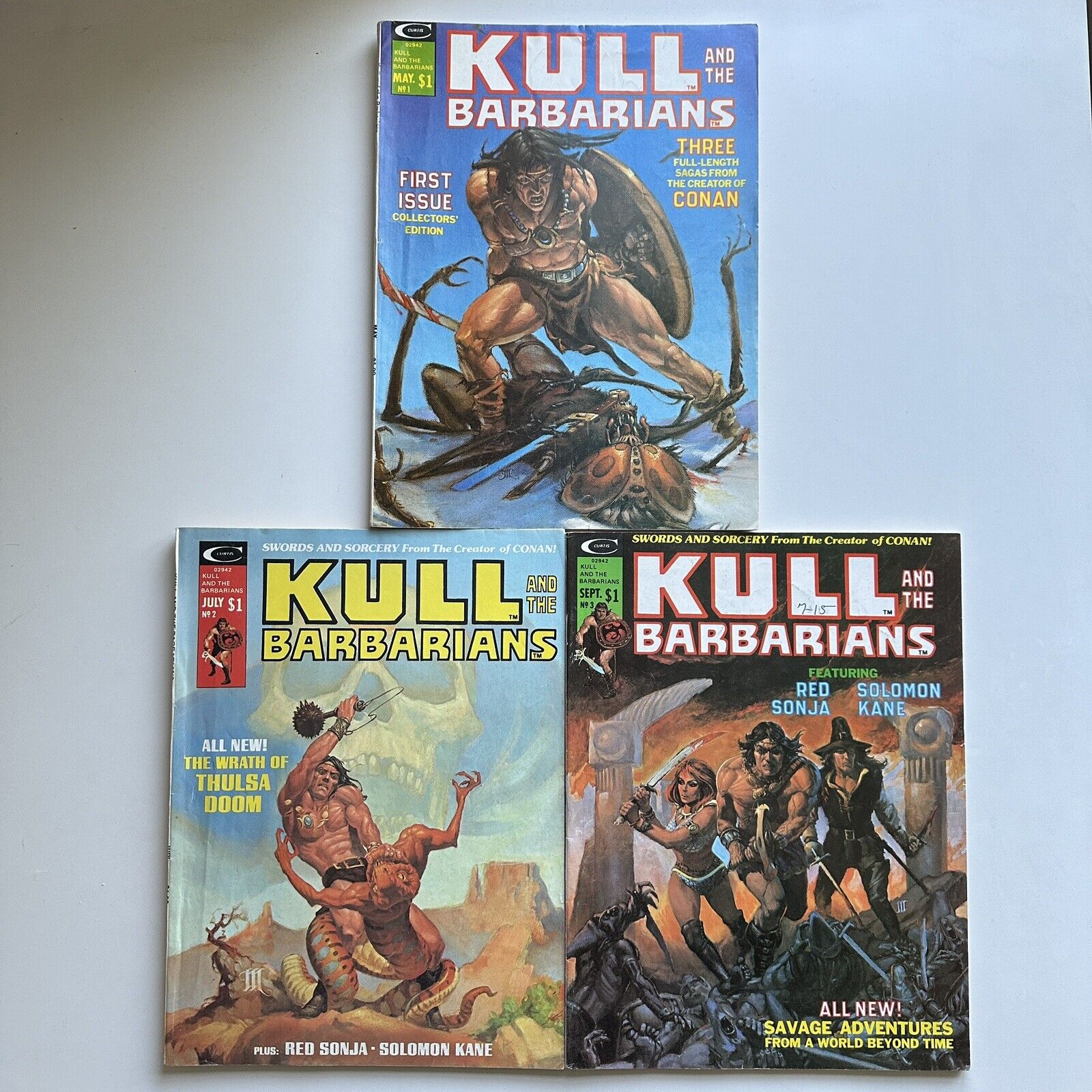 Curtis Marvel Comics Kull and the Barbarians #1 2 3 Red Sonja Solomon Kane Conan