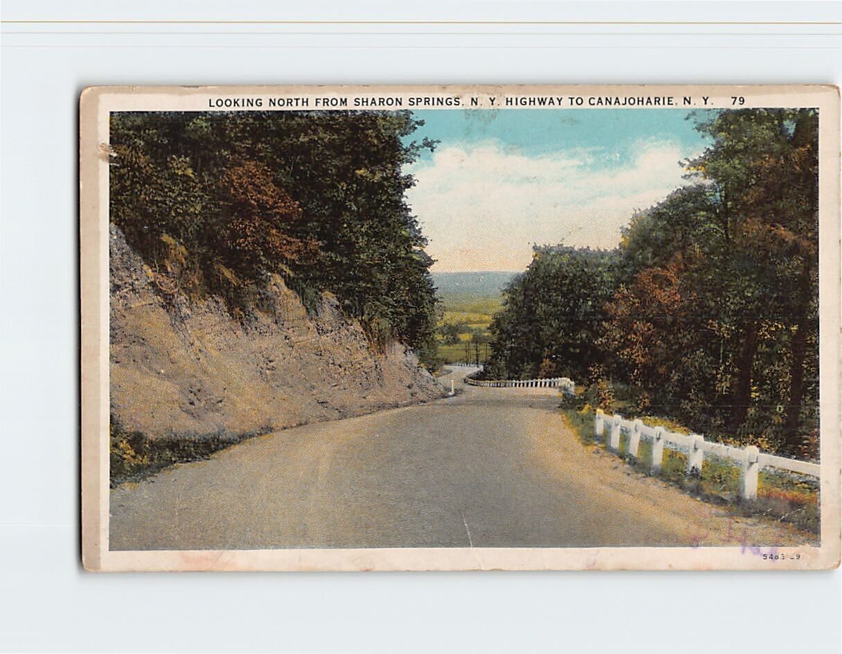 Postcard Looking North from Sharon Springs Highway to Canajoharie New York USA