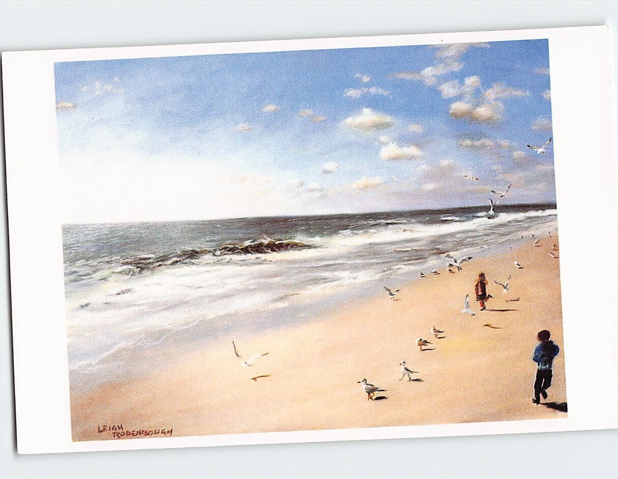Postcard Winter\'s Day At The Beach Painting by Leigh Rodenbough