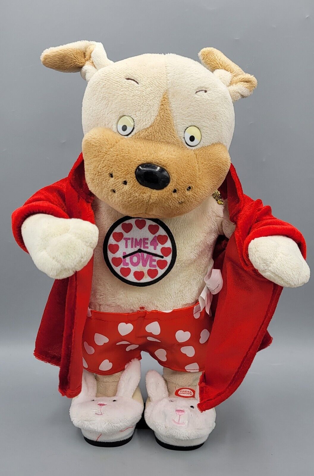 Gemmy Animated Dancing 13” Plush Valentine Dog Time 4 Love Sings I\'m Too Sexy 
