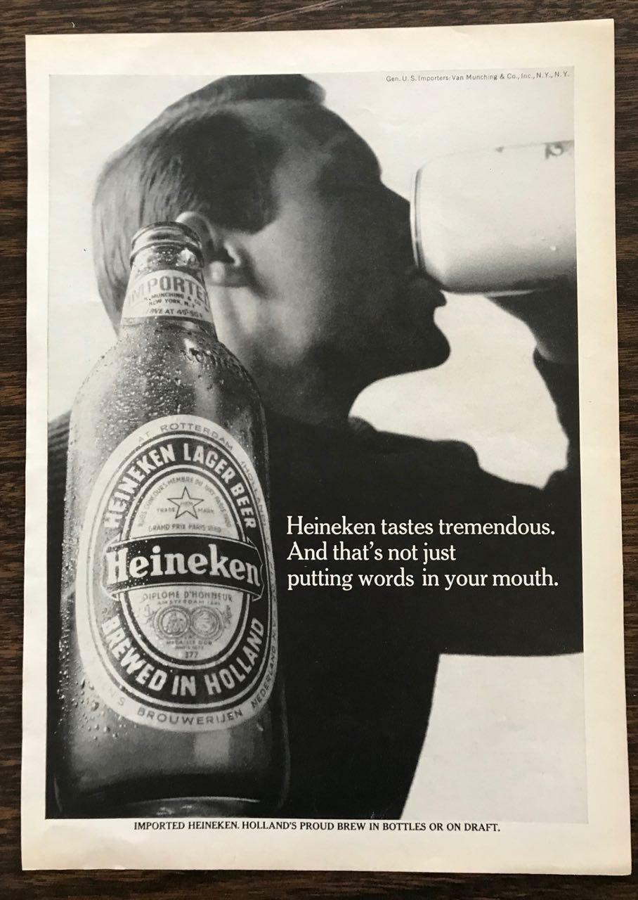 1967 Heineken Beer Ad Tastes Tremendous Not Just Putting Words in Your Mouth