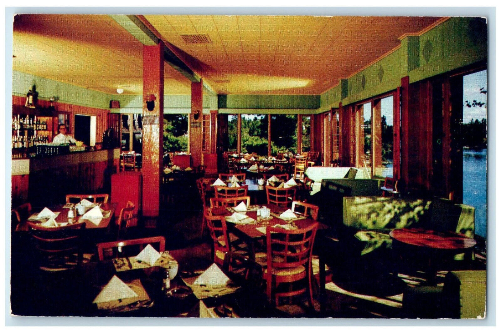 c1960's Interior Sioux Narrows Hotel Sioux Narrows Ontario Canada Postcard