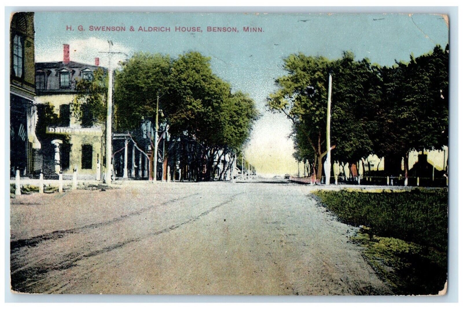 1913 HG Swenson & Aldrich House Benson Minnesota MN Posted Antique Postcard
