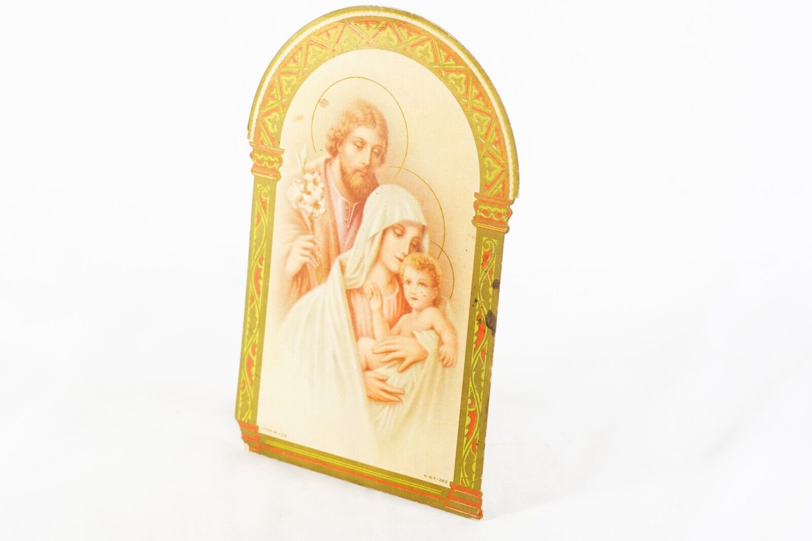 Vintage Baby Jesus Mary Joseph Diecut Lithograph HNY Series 362