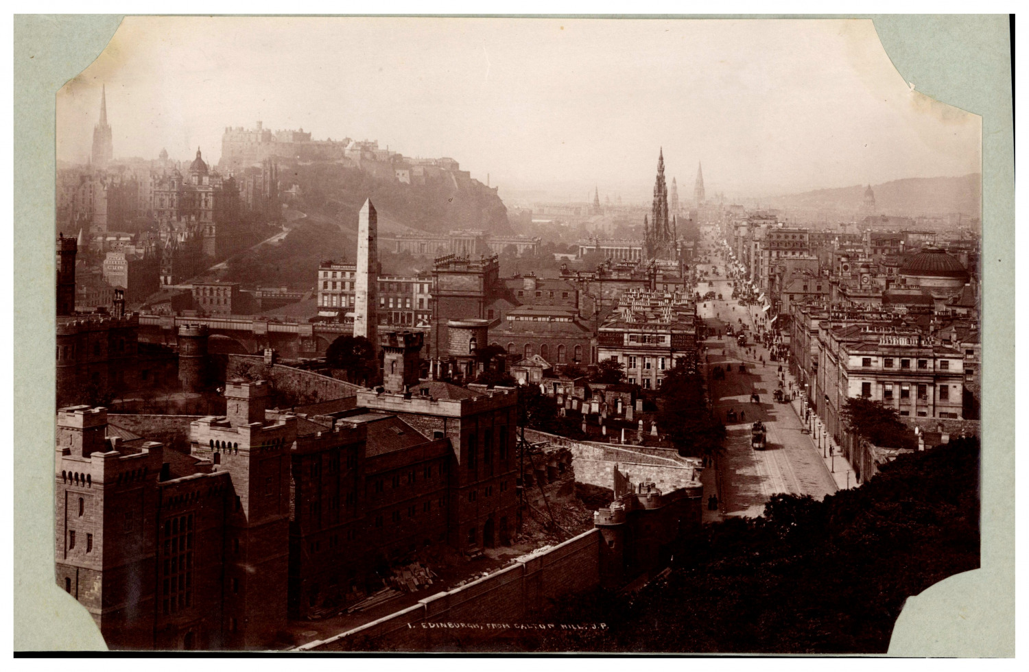 Scotland, Edinburgh, Calton Hill, General View, J.P. Photo. Vintage print, Ti