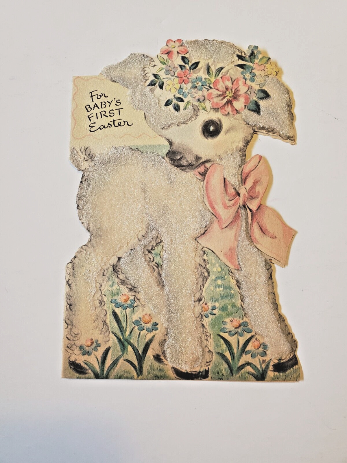 Vintage 1947 Easter Card Anthropomorphic Lamb Die Cut Hallmark 10 E 332-7