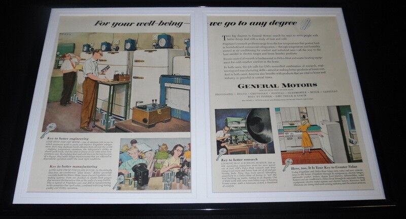 1951 General Motors GM Framed 12x18 ORIGINAL Advertising Display