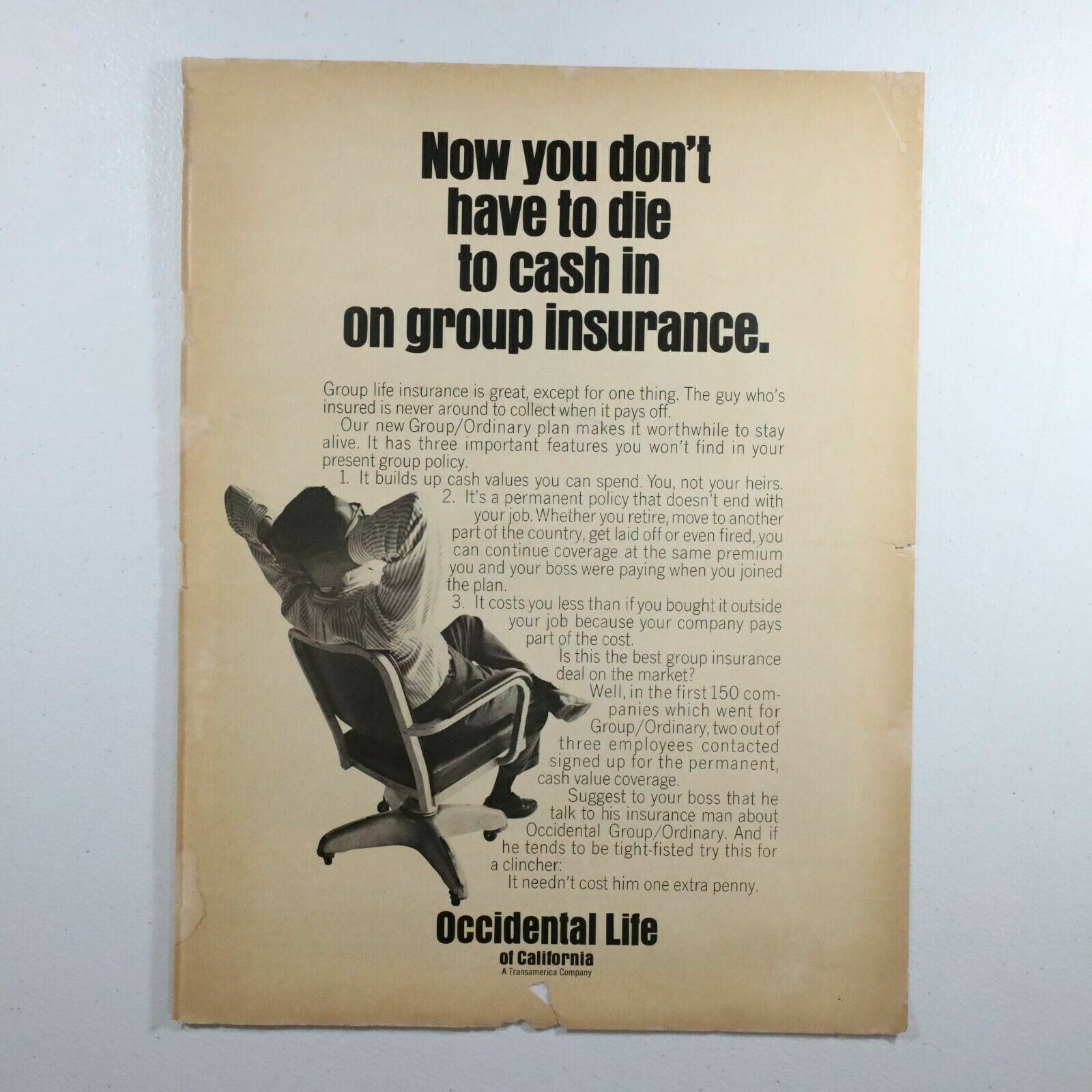 Vtg Occidental Life Insurance of California Print Ad