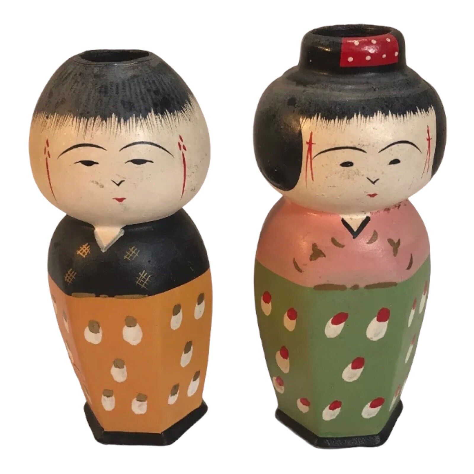 Japanese Figures Ceramic Vintage Vases Beautiful Hand-painted Figurines