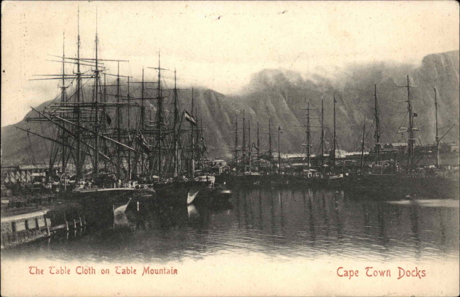 Cape Town South Africa Table Mtn Ships Boats c1900s-20s Postcard