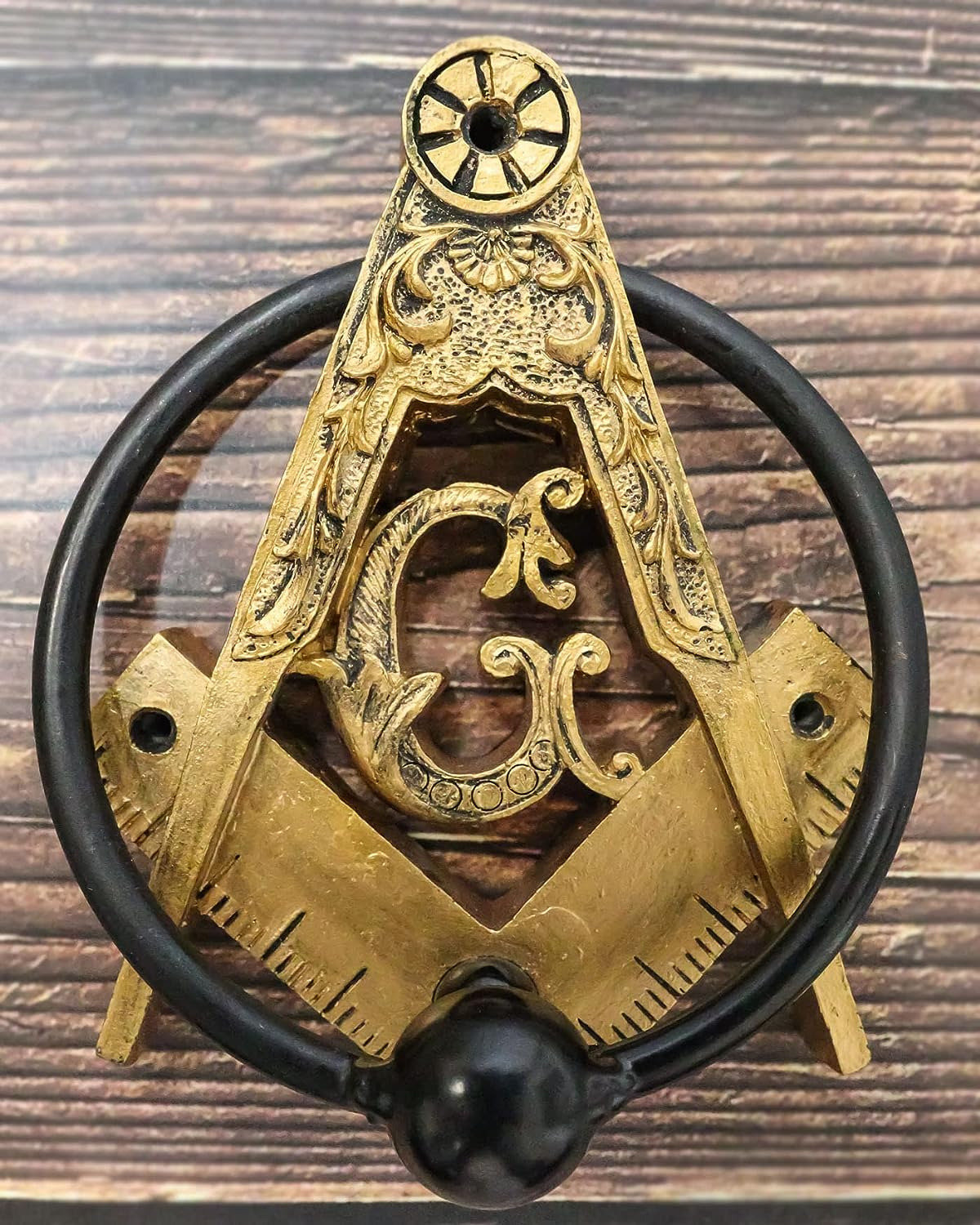 Antiqued Faux Gold Freemasons Freemasonry Masonic Square and Compass