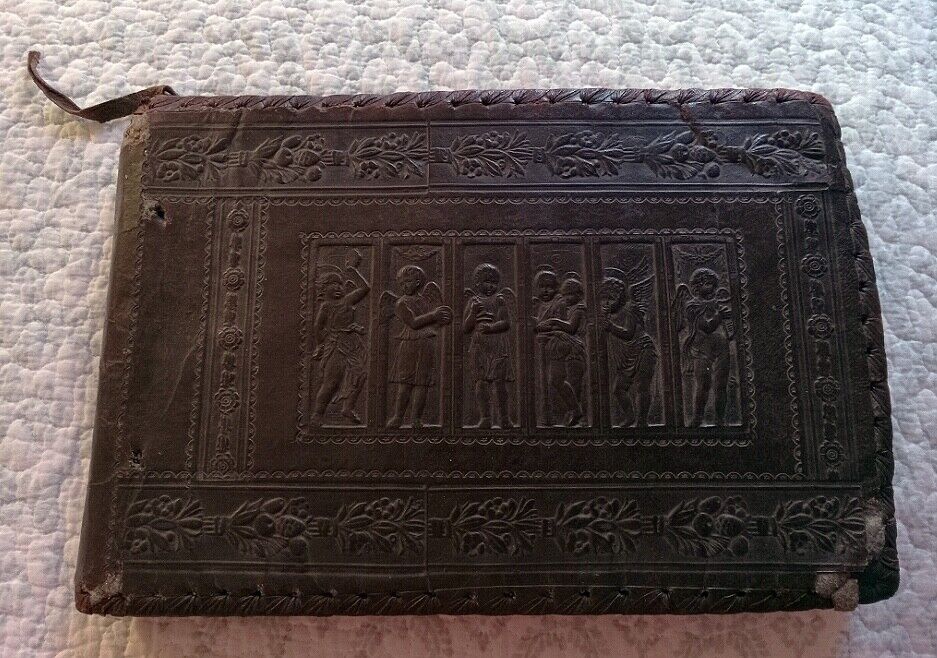 Antique Leather Photo Album with Historic Vacation/Travel Photos/Cards of Europe