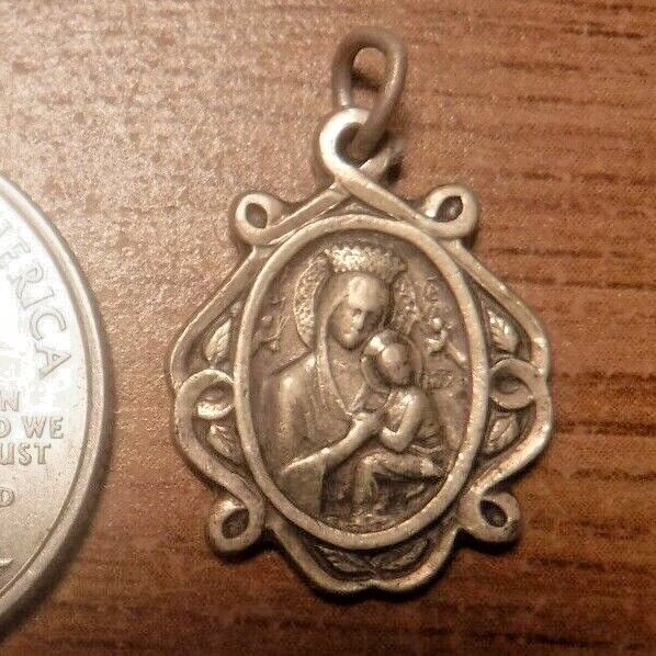 Vintage Scapular Replacement Medal, Sterling Silver, O.L. Perpetual Help #2