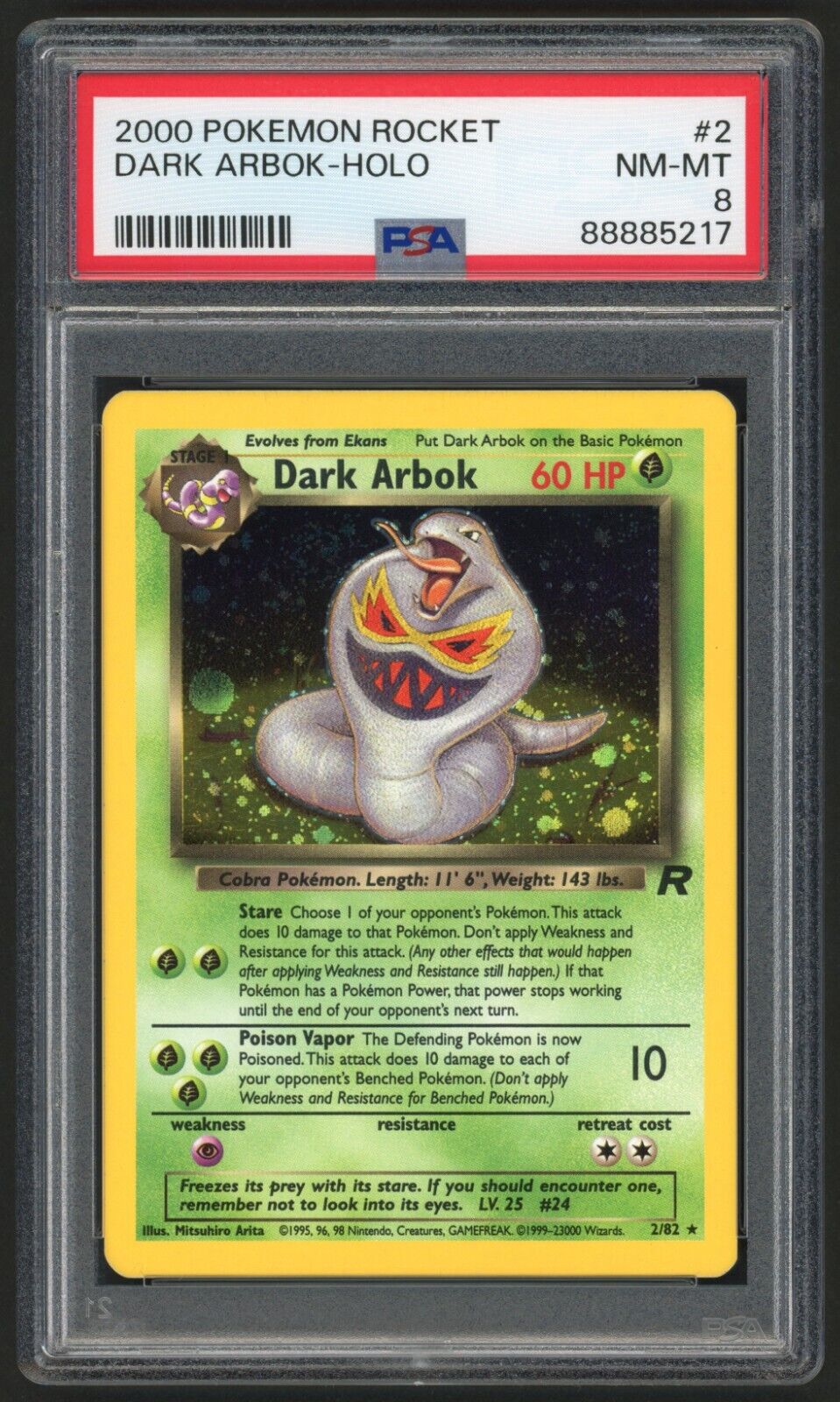 Dark Arbok 2/82 Pokemon Team Rocket Unlimited WOTC 2000 NM-MT PSA 8