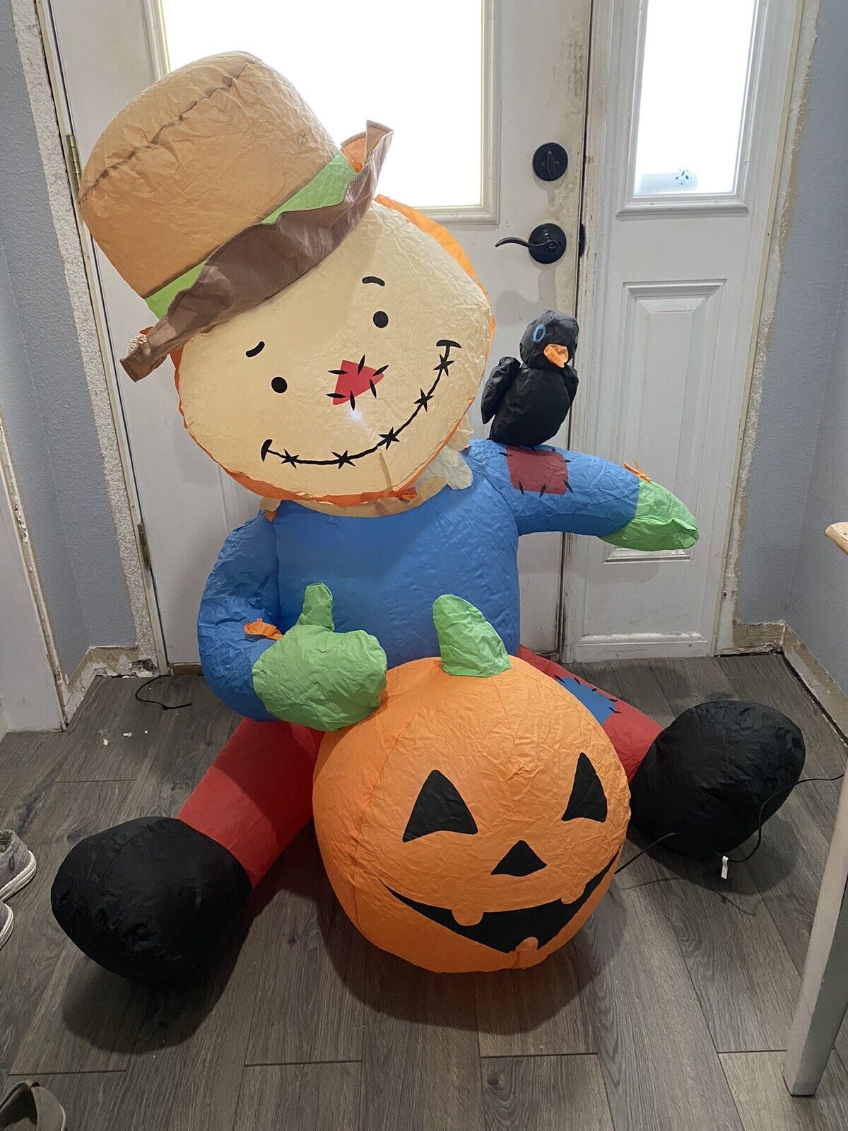 Gemmy Fall Scarecrow Pumpkin Airblown Inflatable Blow-up 4 feet tall Tested.