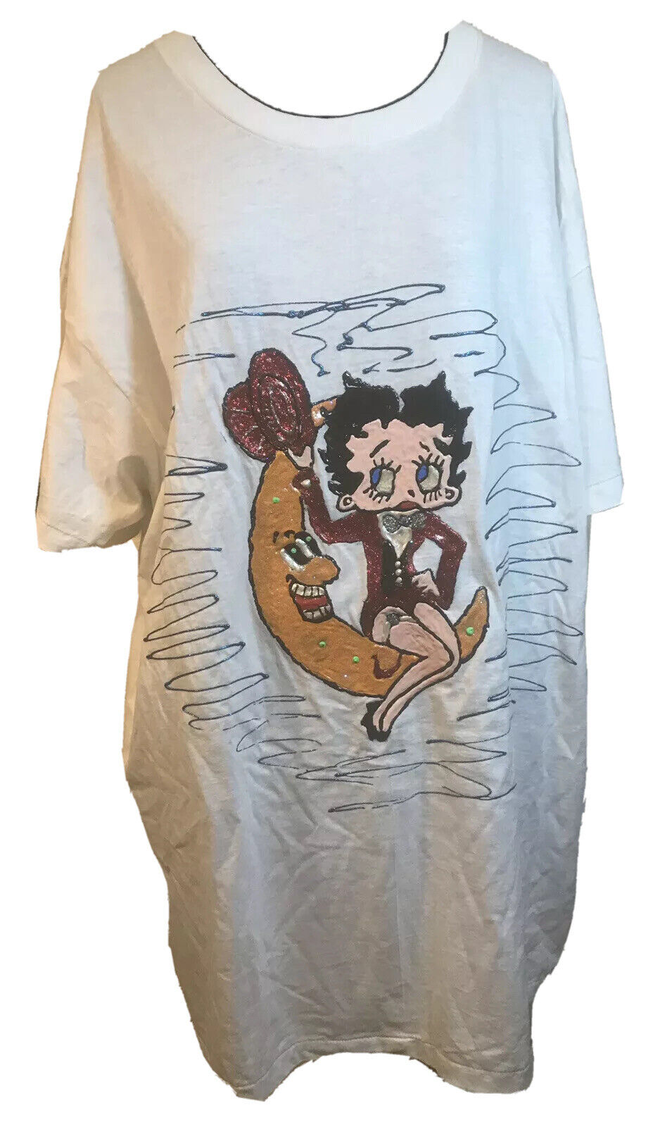Betty Boop Womens 3X T-Shirt Hand Painted Vtg Hanes Brand 100% Cotton