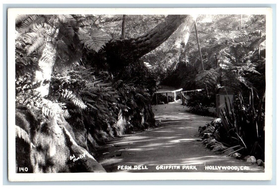 c1940's Fern Dell Griffith Park Bob Plunkett Hollywood CA RPPC Photo Postcard