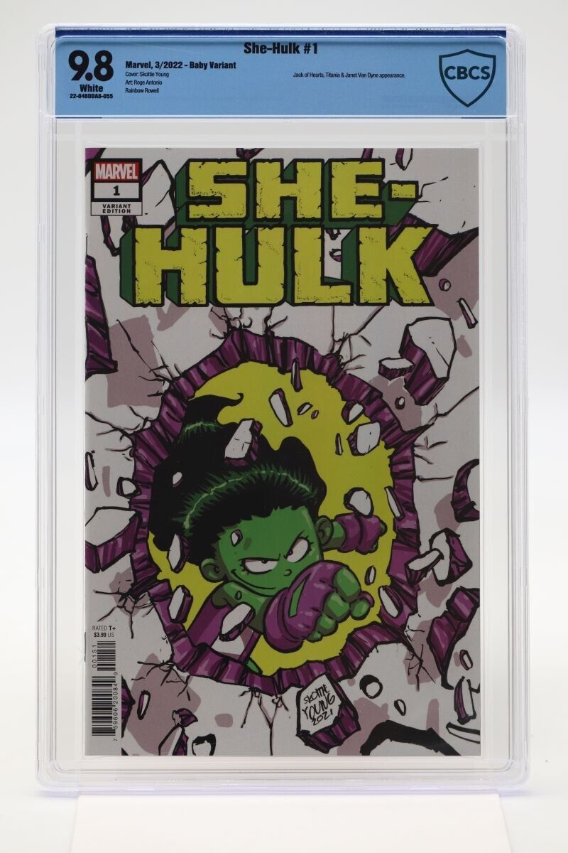 She-Hulk (2022) #1 Skottie Young Baby Variant CBCS 9.8 Blue Label White Pages