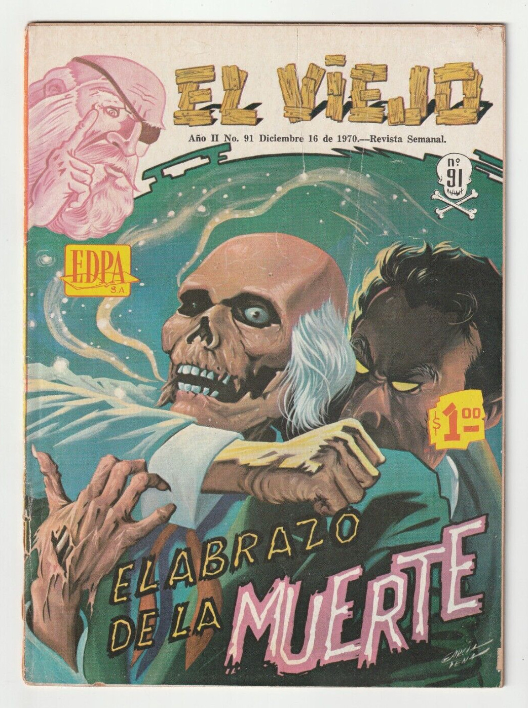 El Viejo #16 - Mexican Horror Comic Book - Painted Cover - Mexico 1970