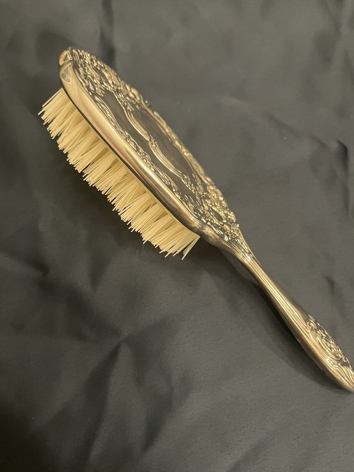 VTG 70’s Silver Plated Heavy Metal Antique Style Vanity Hair Brush