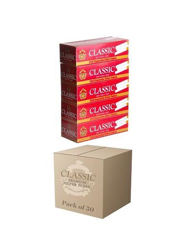 Global Classic Red Regular King Size Cigarette Tubes 200 Count Full Case 50