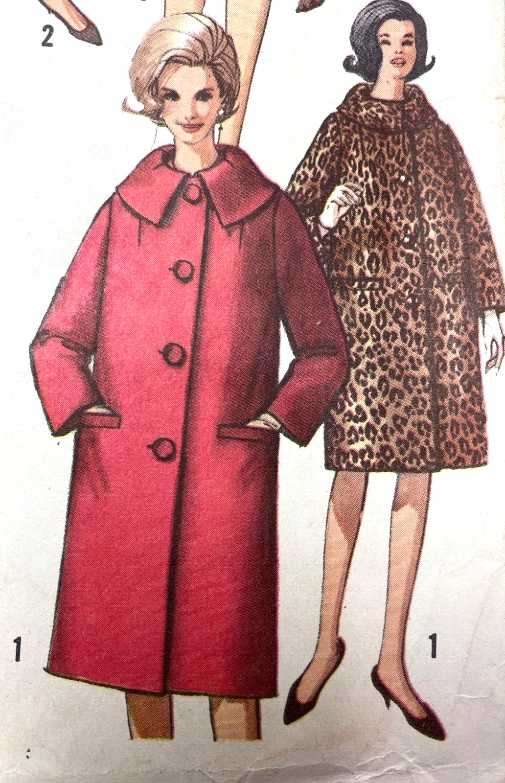 VIntage 1950s WIDE COLLAR COAT pattern Two Lengths Simplicity 5103 Sz11 B32