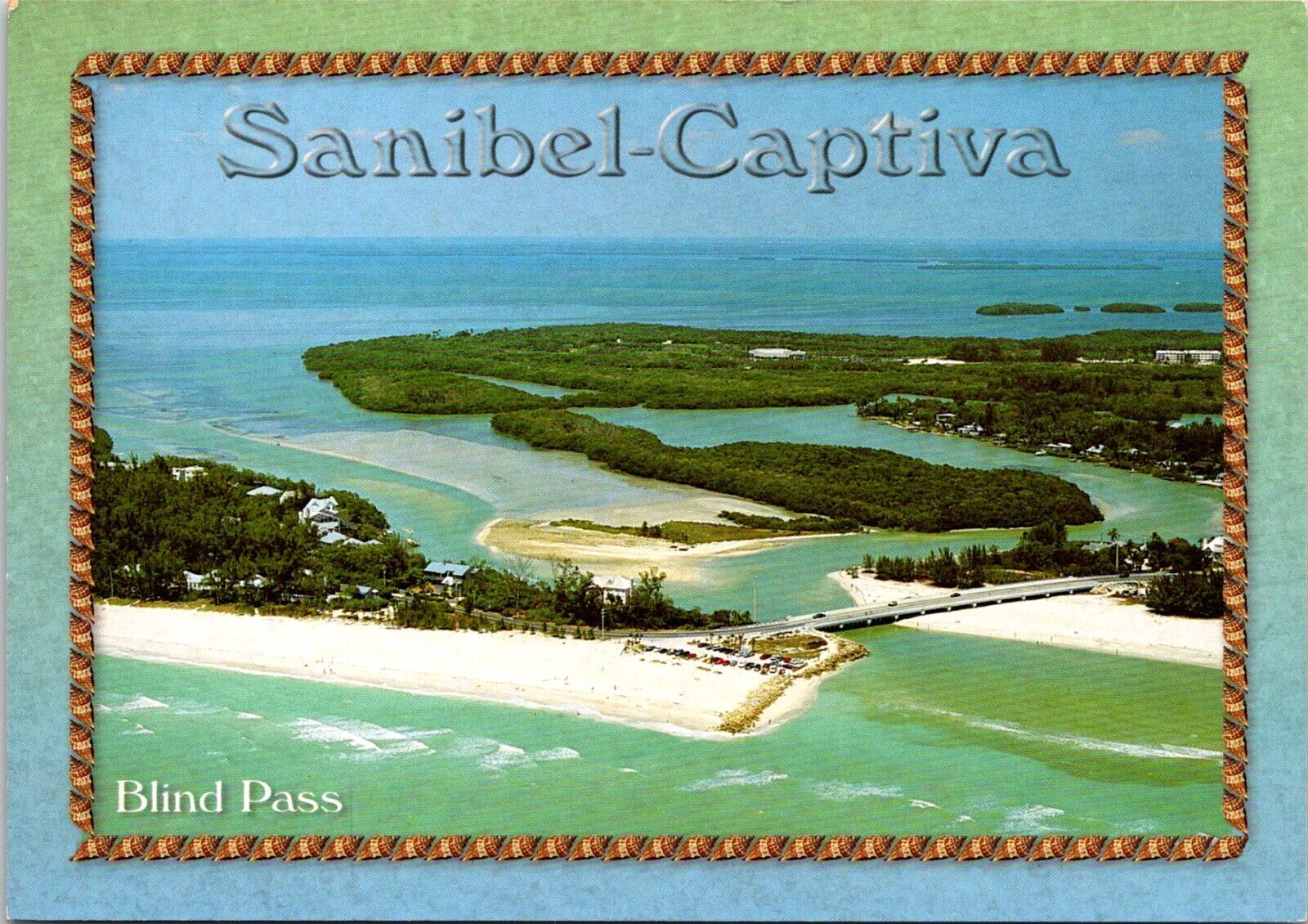 Postcard Captiva Sanibel Island Blind Pass Aerial Florida C45