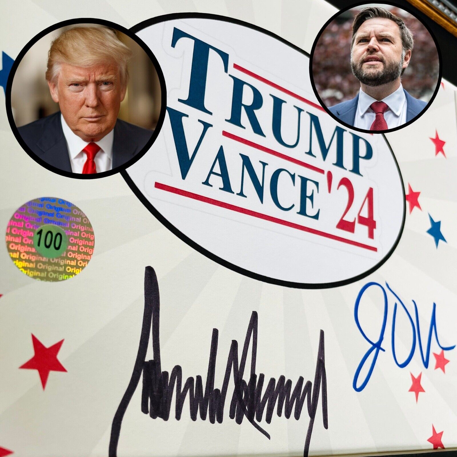 🇺🇸 AUTHENTIC Donald Trump & JD Vance Autographed Signed Picture COA MAGA