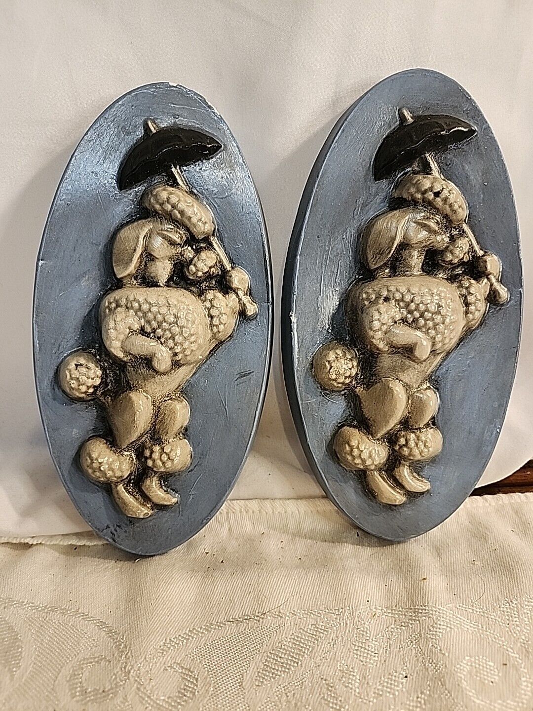 Ceramic Poodle Plaques/Wall Hangings Lot of 2