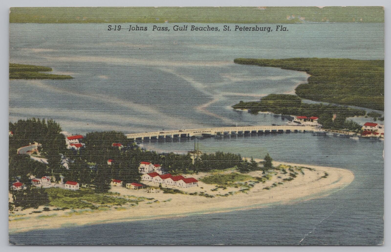 Linen~St Petersburg Florida~Johns Pass~Gulf Beaches~Vintage Postcard