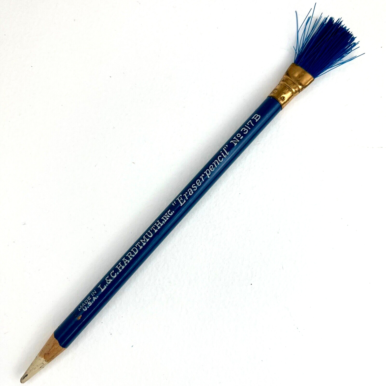 Vintage L & C Hardmuth Inc Blue Eraser Stick Pencil with Brush No. 317B
