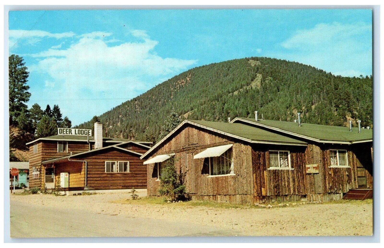 c1950\'s Deer Lodge Red River New Mexico NM, Dirt Road Unposted Vintage Postcard
