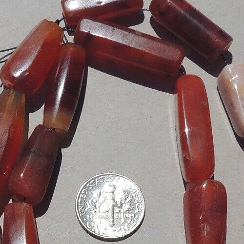 19 inch 48.5cm strand old agate carnelian stone beads nigeria #5051