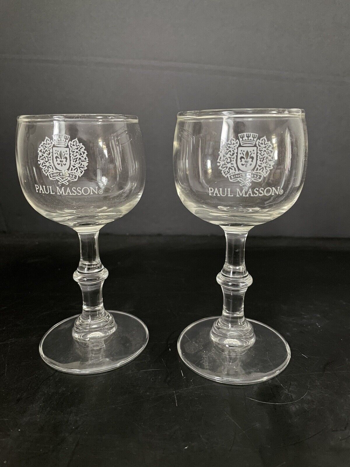 Vintage Set Of 2 Paul Mason 5” Tasting Room Wine Glasses 1980’s 