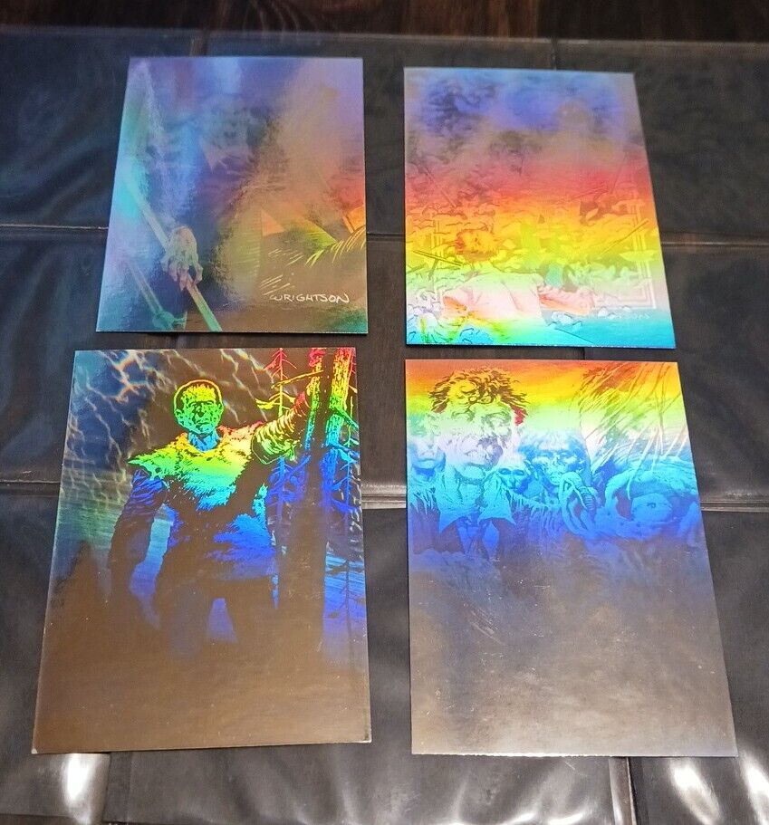 1993 Fpg Berneie Wrightson 4 Card Hologram Set H1/h2/h3/promo