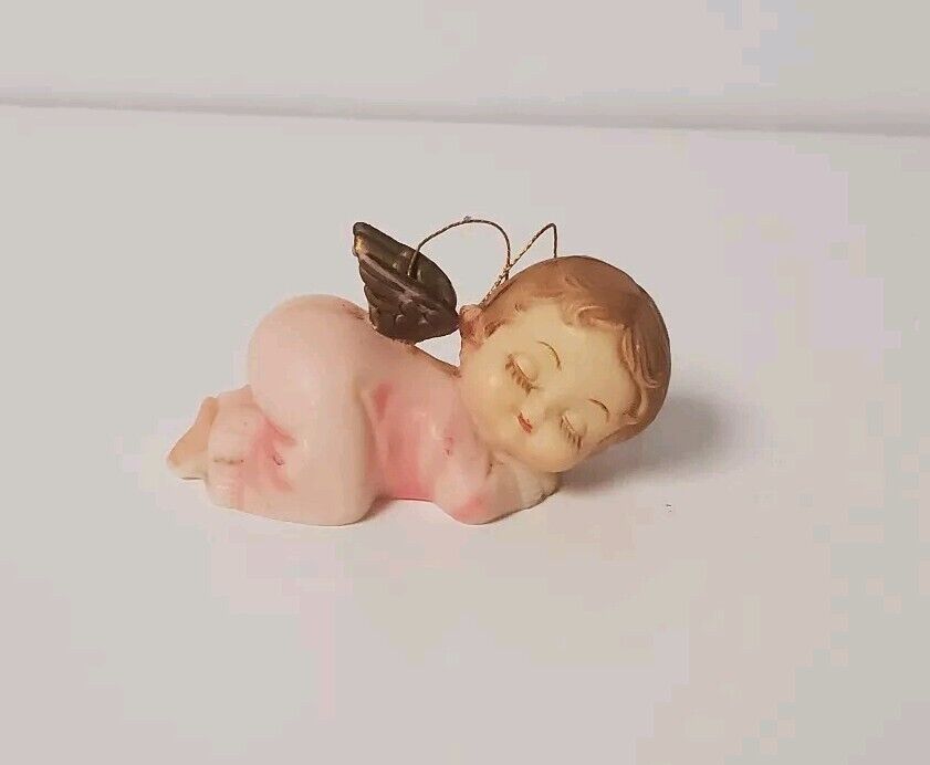 Vtg Cherub Angel Baby Sleeping Christmas Or Cake Ornament Decor 1960s Plastic 