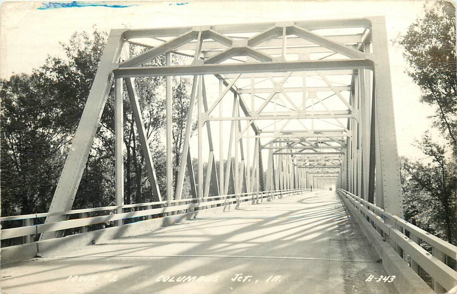 Postcard RPPC 1953 Columbus Junction Iowa Truss Girder Bridge Cook 24-5593