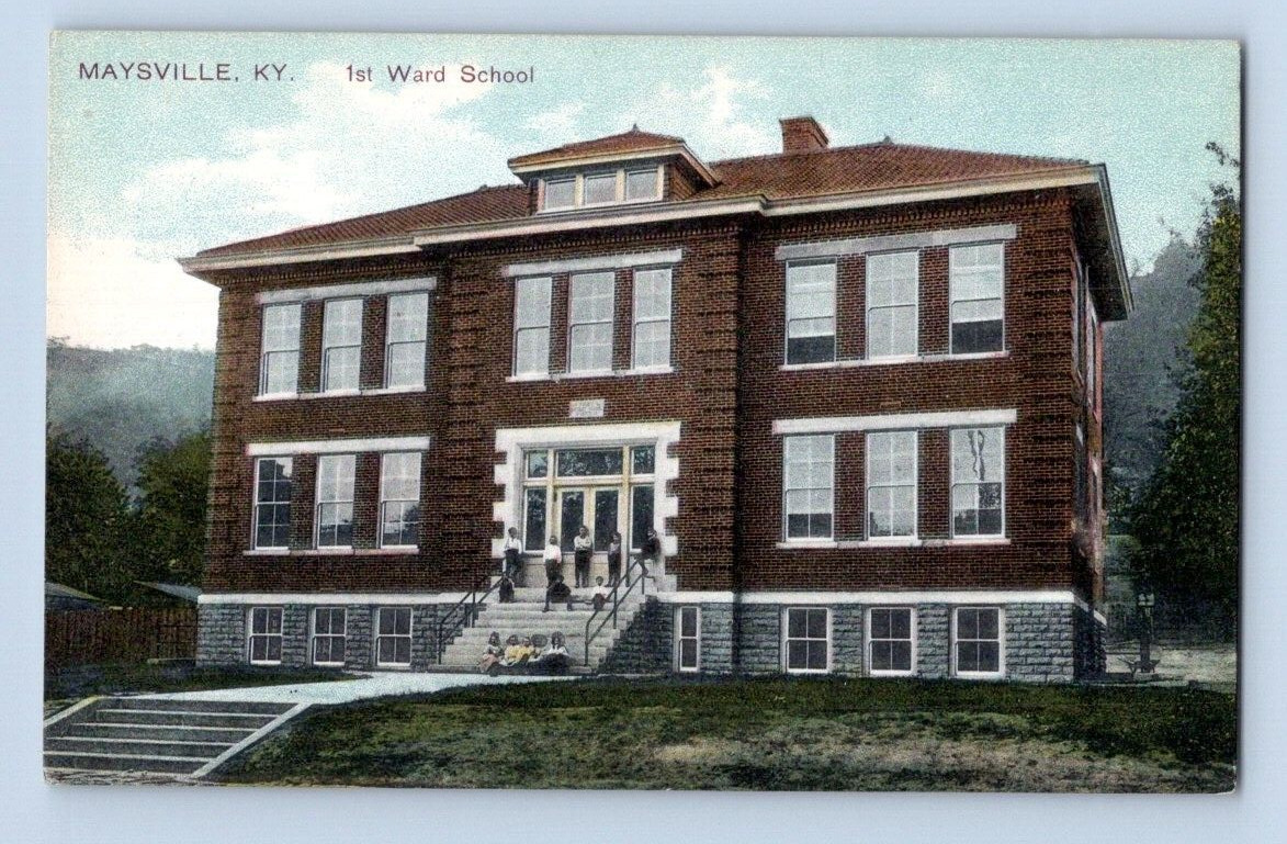 1908. MAYSVILLE, KY. 1ST WARD SCHOOL, MEMBERS AND STAFF ON BACK. POSTCARD 1A37