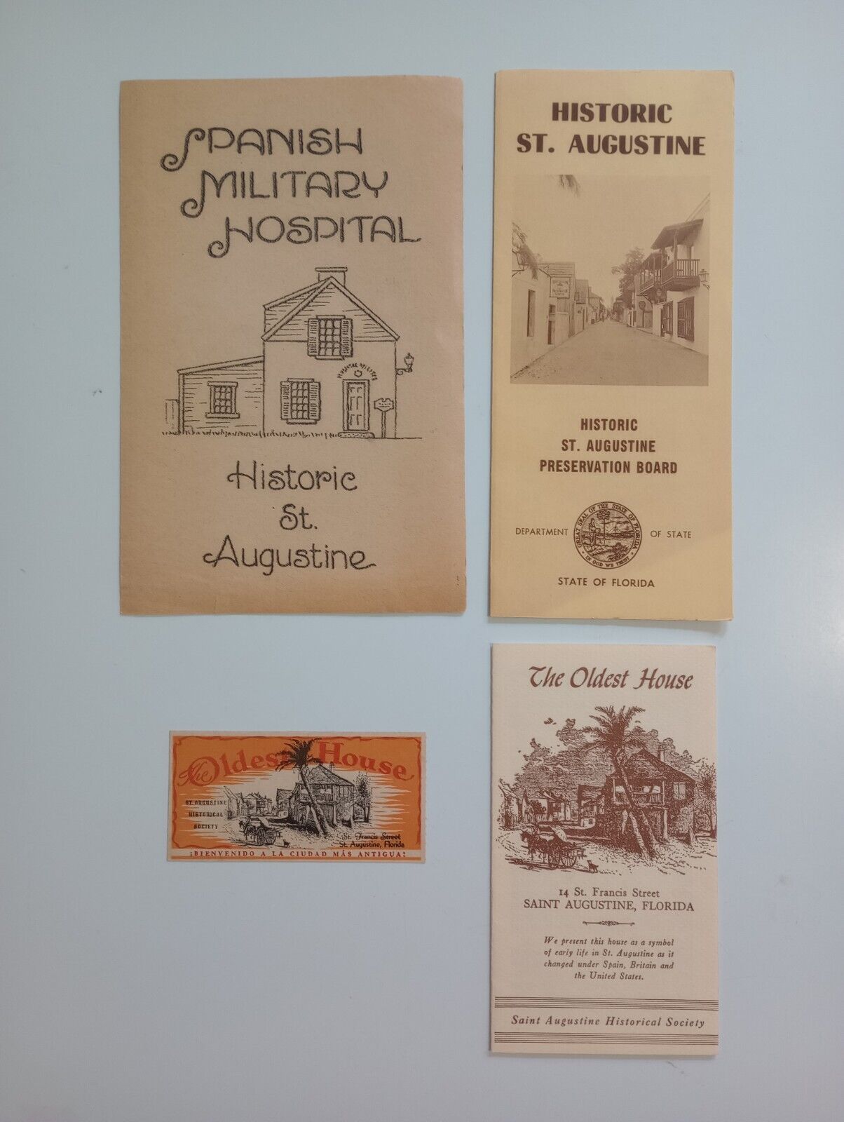 Historic St Augustine Florida Vintage Brochures/Memorabilia Lot Of 4