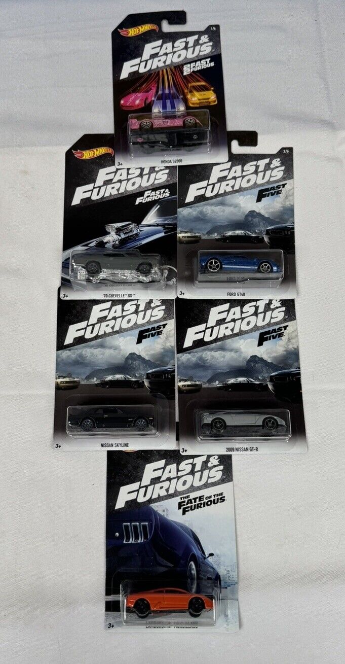 Lot Of 6 Hot Wheels 2018 Walmart Exclusive Fast and Furious Car Complete Set NEW