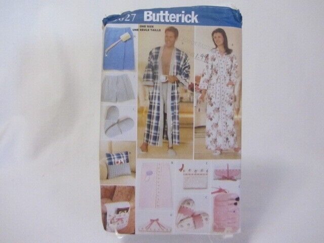 BUTTERICK PATTERN 5027 ONE SIZE UNISEX ROBES PILLOWS SLIPPERS BOXERS GIFTS UNCUT